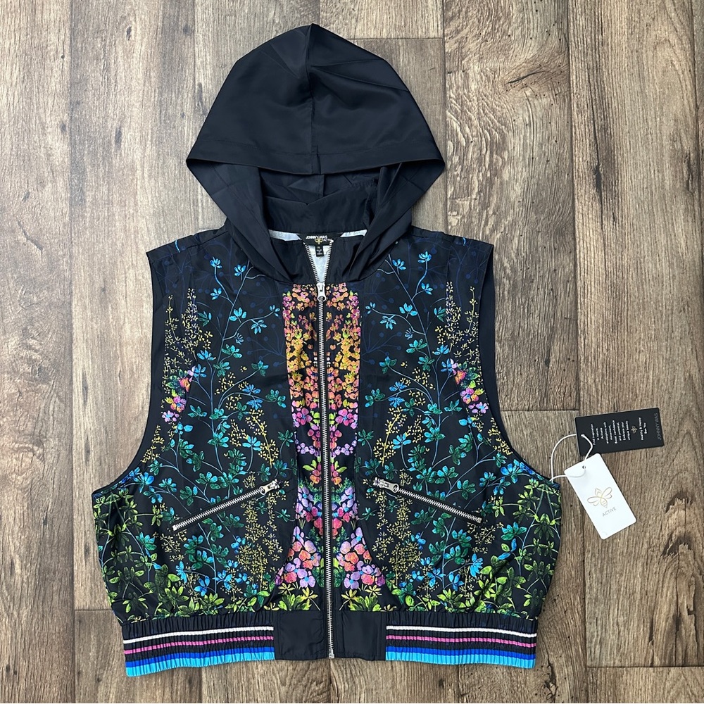 Johnny Was Bee Active Floral Hooded Utility Vest Women’s Size XL Multicolor